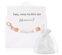 Hestya Cadeau Marraine Demande Porte-Clés Carte Tata Veux Tu Être Ma Marraine avec Enveloppe Idée Cadeau Annonce Originale pour Baptême Communion Anniversaire Noël (Tata Marraine, Rose Gris)