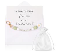 Hestya Cadeau Marraine Demande Porte-Clés Carte Veux Tu Être Ma Marraine avec Enveloppe Idée Cadeau Originale pour Baptême Communion Anniversaire Noël (Marraine, Vert Sauge)