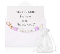 Hestya Cadeau Marraine Demande Porte-Clés Carte Veux Tu Être Ma Marraine avec Enveloppe Idée Cadeau Originale pour Baptême Communion Anniversaire Noël (Marraine, Violet)