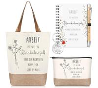 Hestya Cadeau pour Collègue Sac en Jute Trousse à Maquillage Carnet à Spirale Porte-Clés Stylo à Bille Cadeau d'Adieu Pour les Collègues de Remerciement Noël Anniversaire Retraite