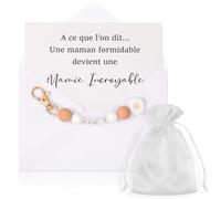 Hestya Cadeau pour Mamie Porte-Clés pour Grand-Mère Carte une Maman Formidable Devient une Mamie Incroyable avec Enveloppe Cadeau de Noël pour Grand-Mère (Mamie Incroyable, Rose Gris)