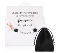 Hestya Cadeau pour Parrain Porte-Clés Carte Frère Formidable se Révèle Être un Parrain Exceptionnel avec Enveloppe Cadeau Demande Anonce pour Noël Baptême Communion Anniversaire (Frère Parrain, Noir)