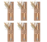 Hestya Cadeaux de Remerciement Stylos à Bille en Bois Porte-Stylos en Papier Fleurs Séchées Cadeaux de Remerciement Cadeau d'Adieu(6 Sets,Ein kleines Dankeschön)
