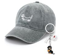 Hestya Cadeaux pour Les Propriétaires de Teckel Cadeaux Teckel Porte Clés Casquette de Baseball avec Graphique de Chiot Love Puppy Porte Clés Casquette de Baseball Vintage Unisexe avec Broderie(Gris)