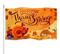 Hestya Drapeau de Thanksgiving pour village de vacances d'hiver, jardin, cour, grande bannière en polyester à double couture, décoration de vacances pour intérieur et extérieur