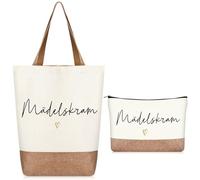 Hestya Ensemble Trousse de Toilette et Sac à Main Petite Trousse de Maquillage avec Inscription Sac Cabas en Tissu Cadeau d'anniversaire et de Noël pour Femmes et Filles (Mädelskram)