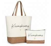 Hestya Ensemble Trousse de Toilette et Sac à Main Petite Trousse de Maquillage avec Inscription Sac Cabas en Tissu Cadeau d'anniversaire et de Noël pour Femmes et Filles (Krimskrams)