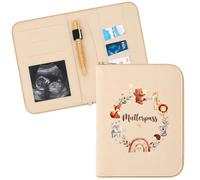 Hestya Pochette en Feutre pour Carnet de Maternité avec Fermeture Éclair pour Échographies, Documents et Cartes Cadeaux Femmes Enceintes Futures Mamans(Animaux)