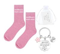 Hestya Set de 4 Pièces Cadeau Marraine Chaussettes Paillettes Marraine Porte-Clés Merci Marraine Carte Demande Marraine avec Sac Annonce Marraine pour Baptême Anniversaire Noël (Marraines D'Exception)