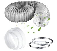 Hestya Tuyau d'Évacuation d'Air et Accessoires PVC Tube d'Évacuation Flexible Conduit d'Aération Souple à Isolation Thermique avec Collier de Serrage en Acier Inoxydable Réducteur (Gris, 150 mm x 2 m)