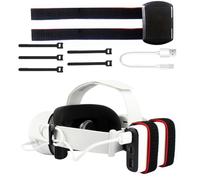 Hesupy Sangle de batterie VR pour Meta Quest 3, bande de fixation d'alimentation externe et kit de câble de charge pour un temps de jeu VR prolongé