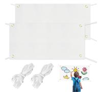 HESUSUSI 2 Pièces Banderole Personnalisée, 180 x 100 cm Bannières Blanche Avec 6m Corde À Suspendre Grandes Bannières Vierges Blanche Polyester Banniere pour DIY Mariage Noel Anniversaire Banderole