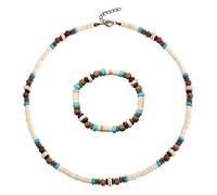 HESUSUSI Surfer Collier Avec Des Perles Homme Surfer Chaîne En Bois Collier De Surfeur Perles Bijoux De Plage Bohème Style Bracelet Bijoux Noix De Coco Pour Copain,Petit Ami,De Vacances Beach Party