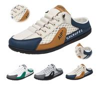 HESYSUAN Baskets Dos Nu pour Hommes, Mules à Enfiler, Demi-Baskets, Baskets à Dos Ouvert, Pantoufles à Enfiler Dos Nu d'été 2025 (Khaki,43EU)