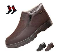 HESYSUAN Bottes de neige orthopédiques chaudes pour homme - Imperméables - Antidérapantes - En polaire - Imperméables - Doublure en fourrure - Avec fermeture éclair latérale, marron, Medium