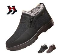 HESYSUAN Bottes de neige orthopédiques chaudes pour homme - Imperméables - Antidérapantes - En polaire - Imperméables - Doublure en fourrure - Avec fermeture éclair latérale, Noir , Medium