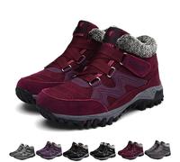 HESYSUAN Bottes d'hiver chaudes pour femme/homme, antidérapantes, pour la marche, le trekking, l'extérieur, thermiques, imperméables, Rouge, 10 UK Wide