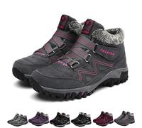 HESYSUAN Bottes d'hiver chaudes pour femme/homme, antidérapantes, pour la marche, le trekking, l'extérieur, thermiques, imperméables, Rose grise., 10 UK Wide