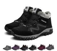 HESYSUAN Bottes d'hiver chaudes pour femme/homme, antidérapantes, pour la marche, le trekking, l'extérieur, thermiques, imperméables, Noir , 10 UK Wide