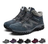 HESYSUAN Bottes d'hiver chaudes pour femme/homme, antidérapantes, pour la marche, le trekking, l'extérieur, thermiques, imperméables, bleu, 10 UK Wide