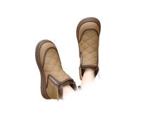 HESYSUAN Bottes d'hiver pour femme avec fermeture éclair latérale et semelle souple - Doublure thermique - Chaudes - Doublure en peluche - Noir - Doublure en polaire antidérapante, kaki, 10 UK Wide