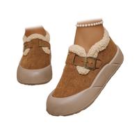 HESYSUAN Bottines chaudes doublées de polaire pour femme - En fausse fourrure - Confortables - Antidérapantes - Pour la marche d'hiver, camel, 10 UK Wide