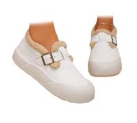 HESYSUAN Bottines chaudes doublées de polaire pour femme - En fausse fourrure - Confortables - Antidérapantes - Pour la marche d'hiver, blanc, 10 UK Wide