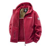 HESYSUAN Manteau en molleton brodé avec doublure thermique en graphite, veste zippée à capuche double face en polaire, imperméable, doublure sherpa pour homme, M