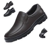 HESYSUAN Mocassins orthopédiques en cuir faits à la main pour homme, marron, 42 EU