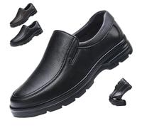 HESYSUAN Mocassins orthopédiques en cuir faits à la main pour homme, Noir , 42 EU