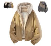 HESYSUAN Sweat à capuche zippé pour homme avec col en fourrure artificielle, manteau d'hiver chaud et lourd à capuche pour l'extérieur, coupe ample, manteau parka rembourré, kaki, 3XL