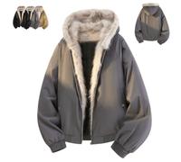 HESYSUAN Sweat à capuche zippé pour homme avec col en fourrure artificielle, manteau d'hiver chaud et lourd à capuche pour l'extérieur, coupe ample, manteau parka rembourré, gris, XL