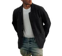 HESYSUAN Veste décontractée à boutonnage simple pour homme - Couleur unie - Veste de costume décontractée à revers - Blazer d'affaires pour hommes et jeunes, Noir , XXL