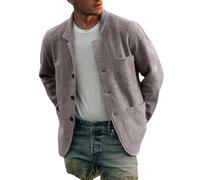 HESYSUAN Veste décontractée à boutonnage simple pour homme - Couleur unie - Veste de costume décontractée à revers - Blazer d'affaires pour hommes et jeunes, gris clair, XL