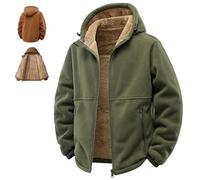HESYSUAN Veste polaire à capuche pour homme - Couleur unie - Fermeture éclair - Doublure Sherpa - Veste d'extérieur épaisse et chaude, Vert, XL