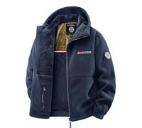 HESYSUAN Veste polaire brodée zippée pour homme avec doublure thermique en graphite - Veste cardigan à capuche en polaire double face coupe-vent Sherpa, 3XL