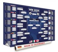 Hetcher Tech Affiche DIN A0 déroulée Plan du tournoi de football CM 2026 USA, Mexique, Canada - Maxi planificateur à remplir - Poster XXL 118,9 cm x 84,1 cm avec tableaux - Article de fan de CM