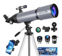 HETEKAN Télescope Astronomique 80/600mm pour Adultes, Enfants Et Débutants, Télescope Réfracteur Portable avec Trépied Réglable,Filtre Lunaire, Adaptateur Téléphone Et Sac Inclus