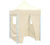 HETFTJN 2 x 2 x 3,15 m - Tente de réception pliable couleur crème avec 4 parois latérales et fenêtres transparentes - Cadre en acier revêtu par pulvérisation - Peu encombrant - Pour jardin, mariage