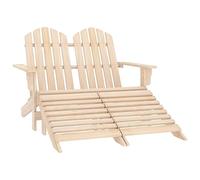 HETFTJN Adirondack Banc de jardin double 119,5 x 147,5 cm en bois de sapin massif avec repose-pieds amovible Design moderne robuste et résistant aux intempéries pour jardin, terrasse et balcon