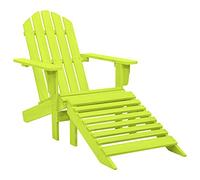 HETFTJN Adirondack Chaise de jardin avec repose-pieds amovible Vert 70 x 147,5 x 88,5 cm en bois de sapin massif ergonomique résistant aux intempéries pliable pour balcon, terrasse et camping