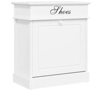 HETFTJN Armoire à chaussures, blanche, 50 x 28 x 58 cm, en bois de paulownia, compartiment basculant, compartiment supérieur, pratique, meuble de couloir moderne pour chambre à coucher, couloir et