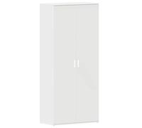 HETFTJN Armoire à chaussures blanche 80 x 39 x 178 cm en bois solide - Design moderne avec 5 étagères et 2 portes pivotantes - Pour couloir, salon, chambre à coucher