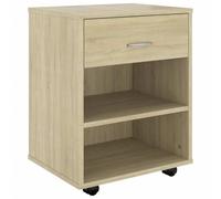 HETFTJN Armoire à roulettes Chêne Sonoma 46x36x59 cm, Caisson de Bureau en Bois d'Ingénierie pour Imprimante et Documents, Meuble de Rangement Mobile Compact sous Bureau