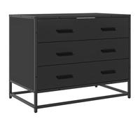 HETFTJN Armoire à tiroirs, noire, 70 x 41 x 56 cm, en matériau dérivé du bois avec structure en métal, design moderne, robuste, grand espace de rangement, 3 tiroirs, buffet pour salon, chambre et