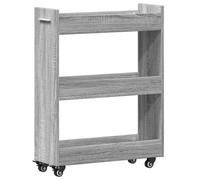 HETFTJN Armoire avec Roues Sonoma Gris 60x22x79 cm Bois d'Ingénierie, Meuble de Rangement Mobile avec 2 Compartiments, Buffet Bas et Desserte pour Salon, Bureau et Cuisine
