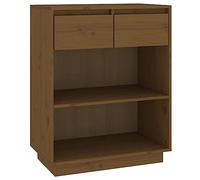 HETFTJN Armoire Console Marron Miel 60x34x75 cm en Bois de Pin Massif - Buffet Compact avec Tiroirs et Compartiments de Rangement pour Salon, Chambre et Bureau
