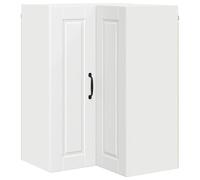 HETFTJN Armoire d'angle Murale de Cuisine en Bois d'Ingénierie Blanc 57 x 57 x 80 cm - Meuble de Rangement Haut avec 2 Portes et 3 Étagères Intérieures pour Une Cuisine Moderne et Organisée