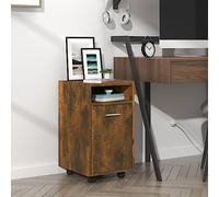 HETFTJN Armoire d'appoint en chêne fumé 33 x 38 x 60 cm - Armoire mobile avec roulettes et espace de rangement pour boissons, magazines, décoration pour salon, couloir et chambre à coucher