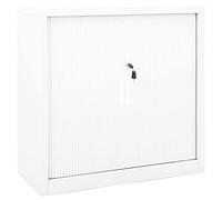 HETFTJN Armoire de rangement à portes coulissantes en acier avec 2 étagères et serrure pour salon, couloir et balcon - Blanc - 90 x 40 x 90 cm